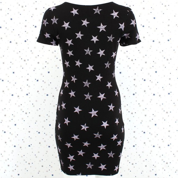 Star Print Bodycon Dress Black - Picture 5 of 8